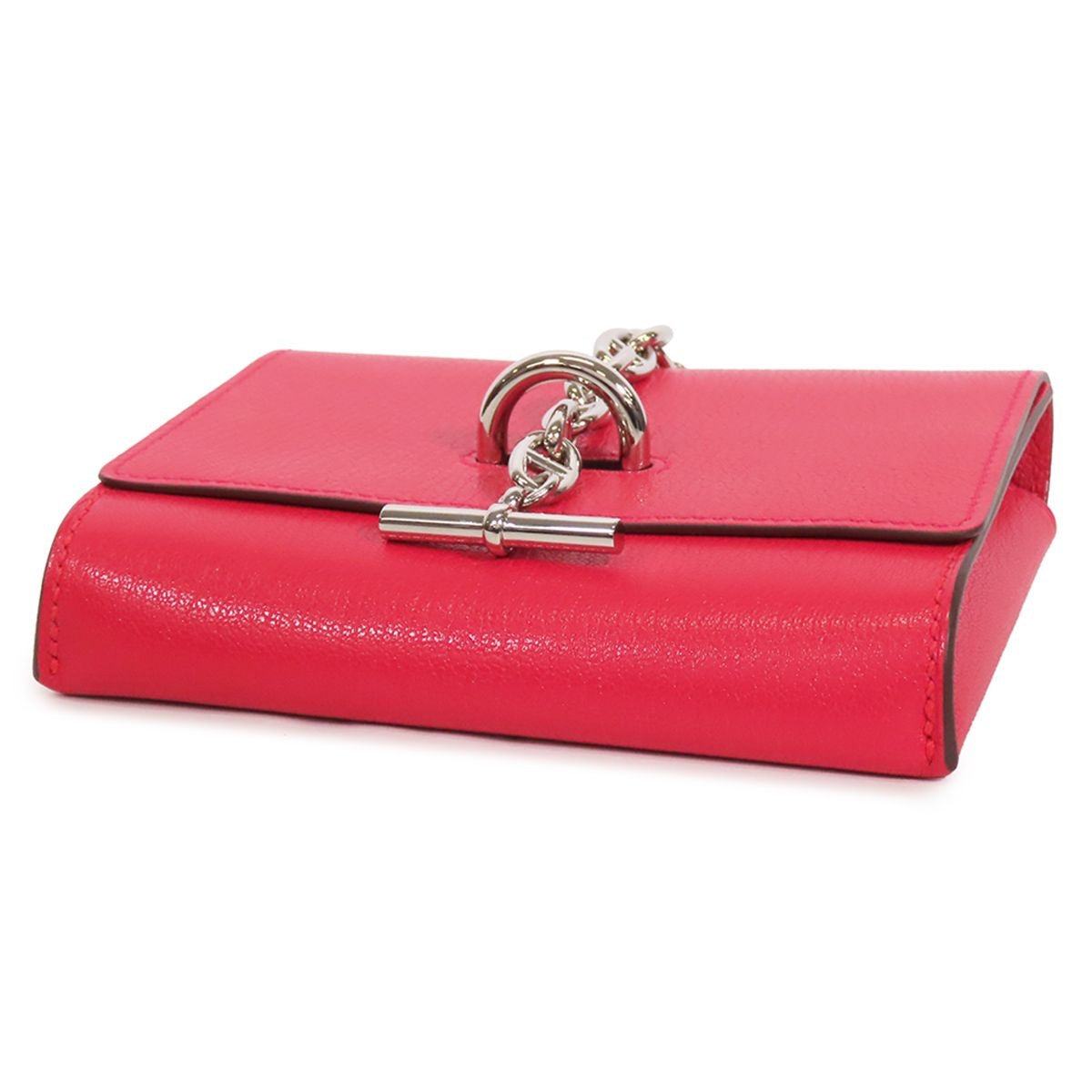 Hermes Chaine D'ancre Compact Rose Silver Chevre Bifold Wallet Shoulder Bag — view 3