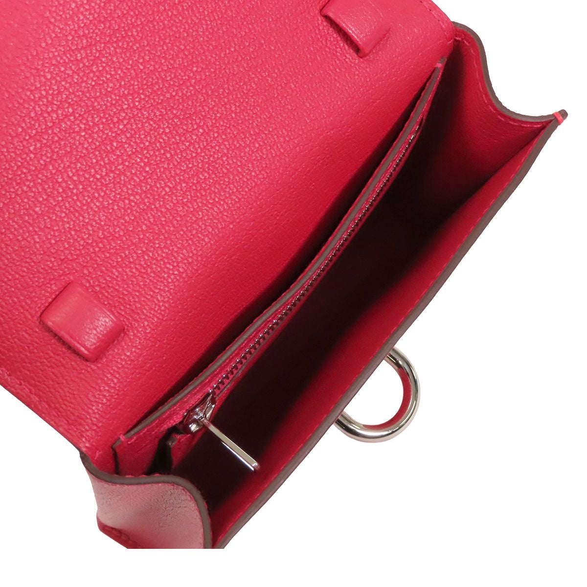 Hermes Chaine D'ancre Compact Rose Silver Chevre Bifold Wallet Shoulder Bag — view 5
