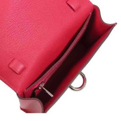 Hermes Chaine D'ancre Compact Rose Silver Chevre Bifold Wallet Shoulder Bag — view 5