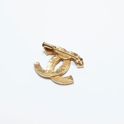 CHANEL CC Vintage Gold Pin Brooch Rhinestone