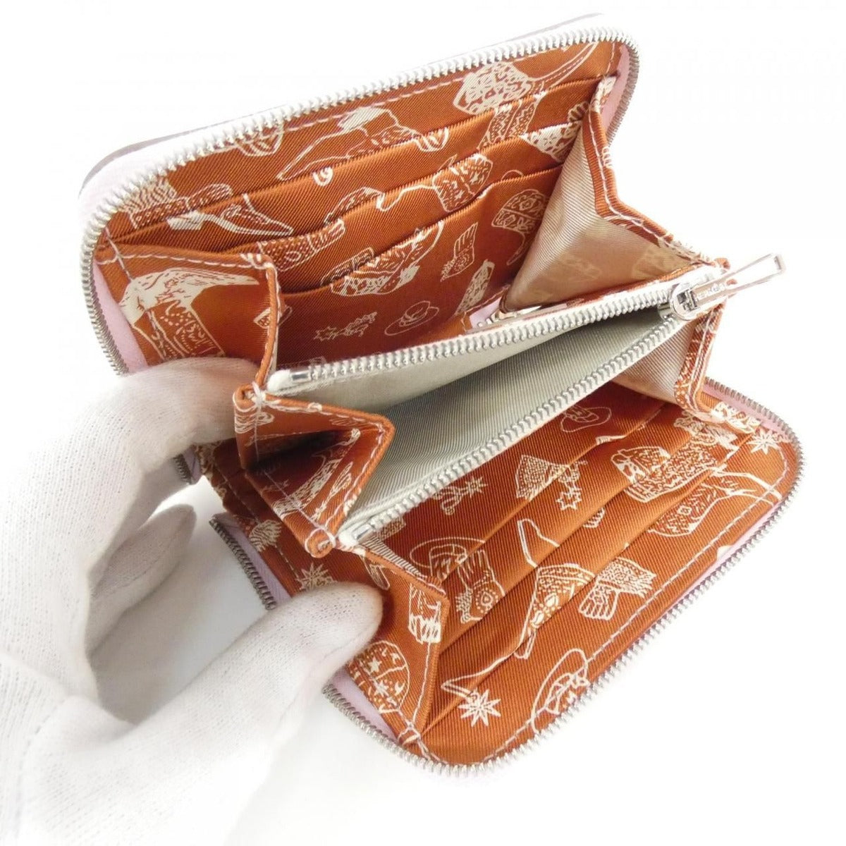 Hermes Aunage Rodeo des Cowgirls Silk in Compact ck Wallet — view 6