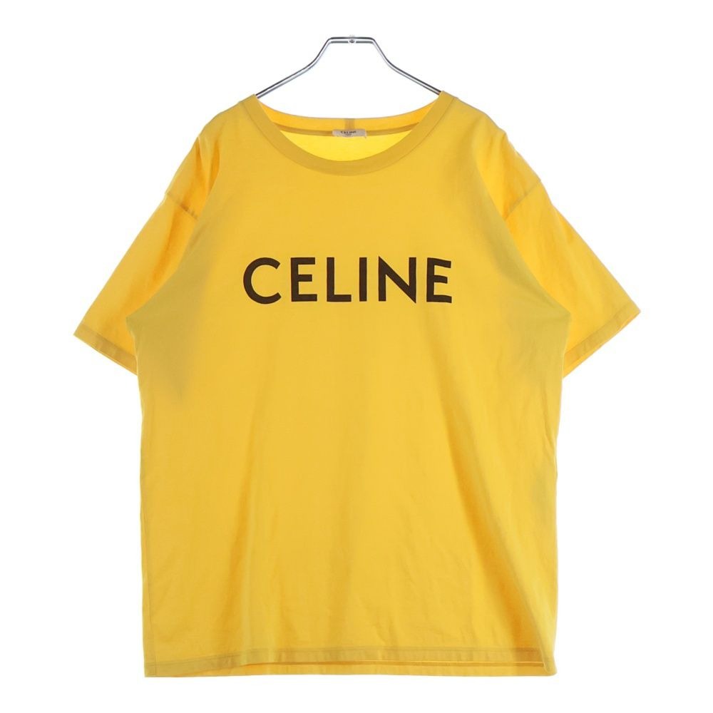Celine Loose Fit Logo Print Short Sleeve T-Shirt Yellow