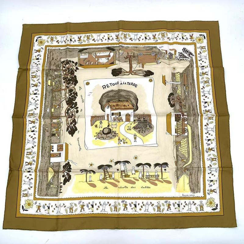 Hermes Carre 90 RE TOUR A LA Terre Homeward Bound Silk Scarf Blawan