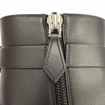 Hermes Saint Germain Silver Kelly Buckle Side Zip Leather Short Boots Black — view 10