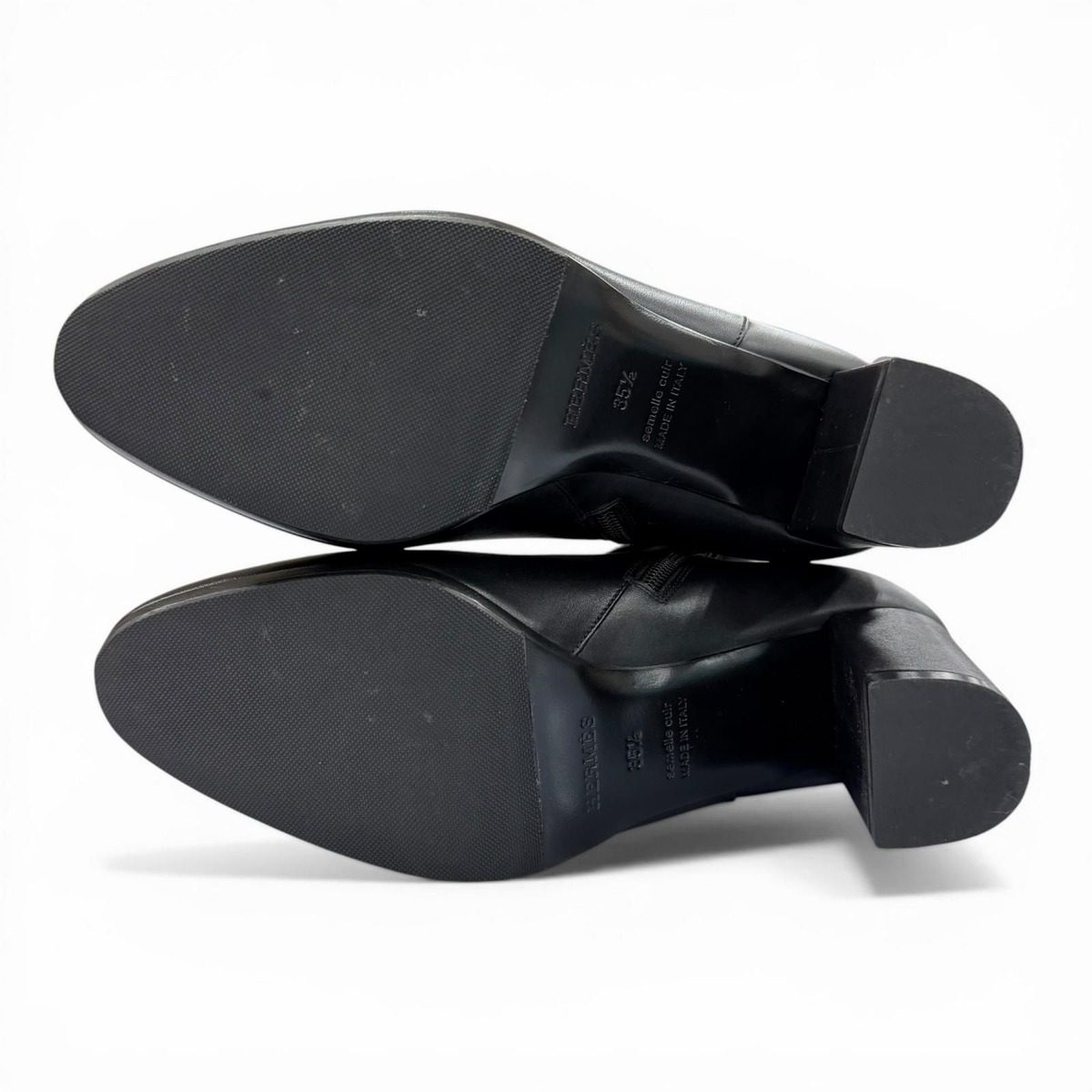 Hermes Saint Germain Silver Kelly Buckle Side Zip Leather Short Boots Black — view 7