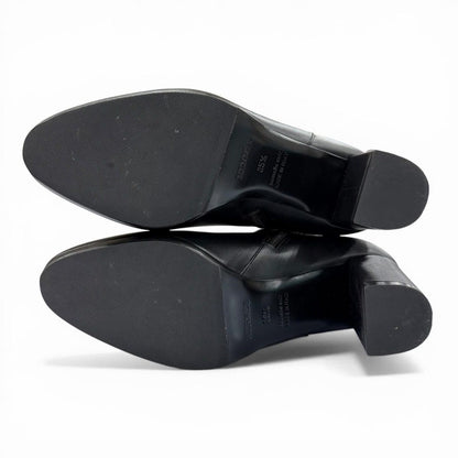 Hermes Saint Germain Silver Kelly Buckle Side Zip Leather Short Boots Black — view 7