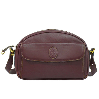 Cartier Must Line Shoulder Bag Pochette Leather Bordeaux