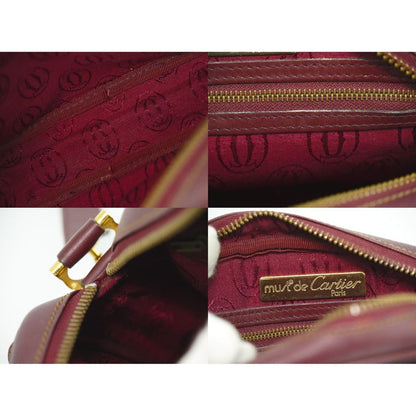 Cartier Must Line Shoulder Bag Pochette Leather Bordeaux — view 9