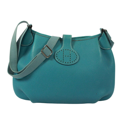 Hermes Rodeo de Taurillon Clemence Leather Blue Shoulder Bag Silver