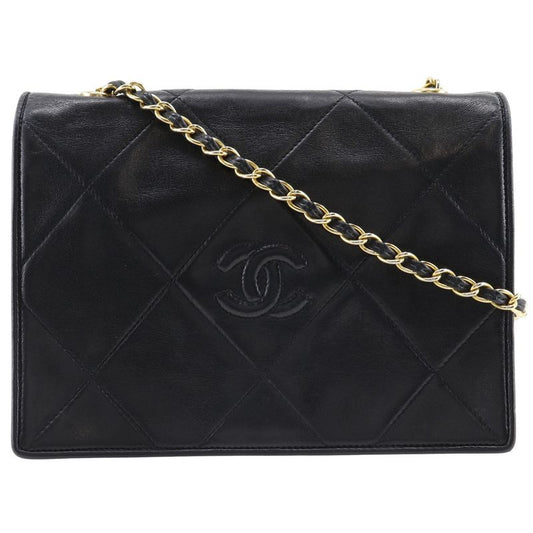 Chanel Chain Shoulder Diamond Stitching Matelasse Lambskin Black Ladies