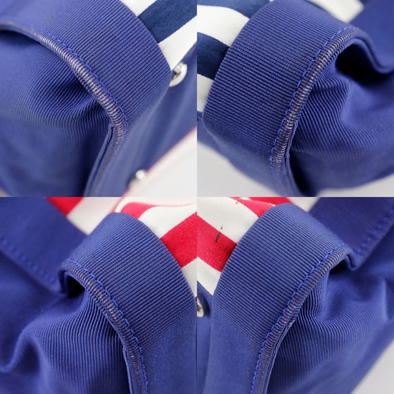 Chanel Chain Tote Cruise Line Striped A47944 Cotton And Nylon Navy Blue Ladies