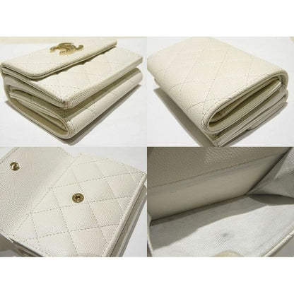 Chanel Ap4173 Small Wallet Trifold White Caviar Leather Rhinestone — view 2