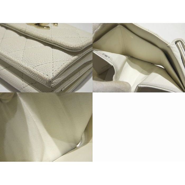 Chanel Ap4173 Small Wallet Trifold White Caviar Leather Rhinestone — view 4