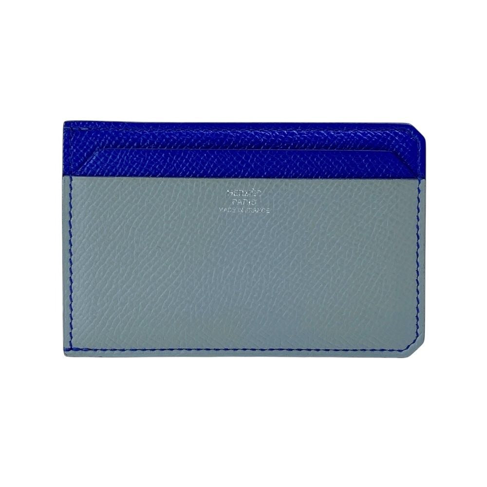 Hermes City Card Case Business Holder Compact Epsom Blue Gray Logo Sophisticatio