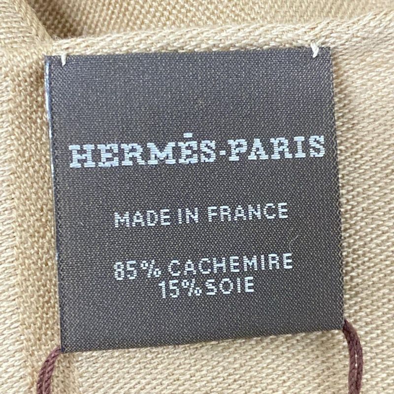 Hermes Stole (shawl) New Livres Craft (light Brown) Cashmere Silk
