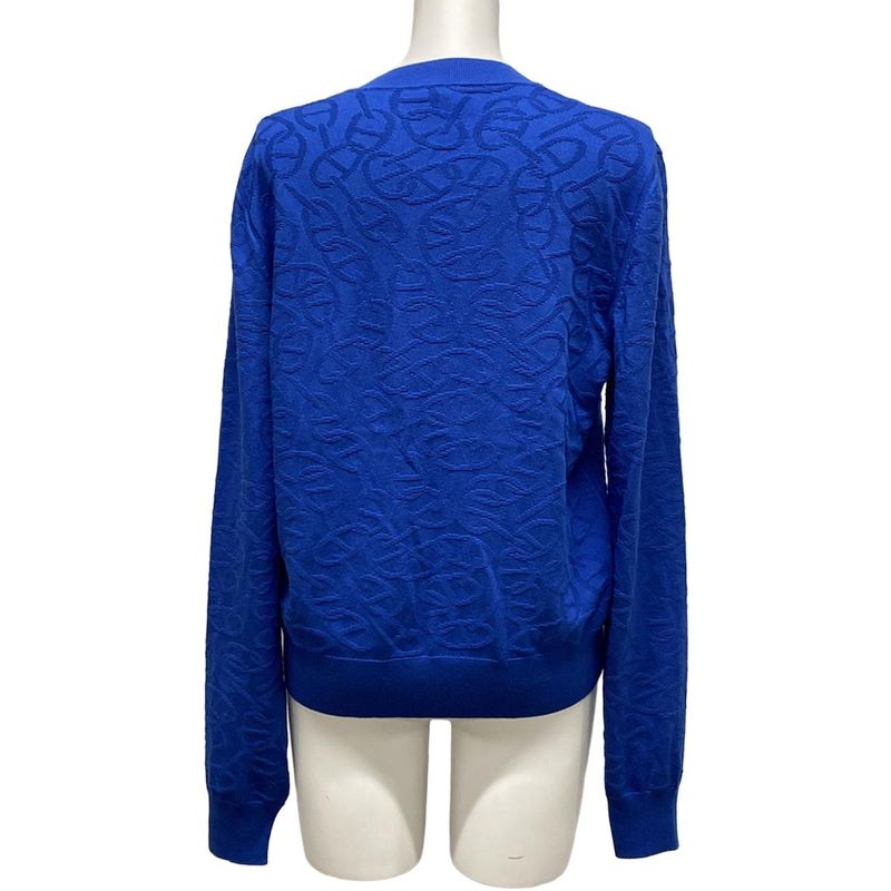 Hermes Cardigan Size 42 L Women - 4e2730dc Blue Long Sleeves Silk Blend/chaine