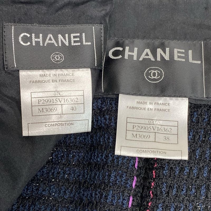 Chanel Skirt Suit Women's P29905/p29915 Black×navy×multi Seventh Sleeve/tweed/co