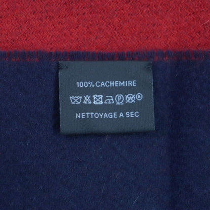 Hermes H258091s 100% Cashmere Marine/rouge Casaque Echarpe Fringe Scarf Made