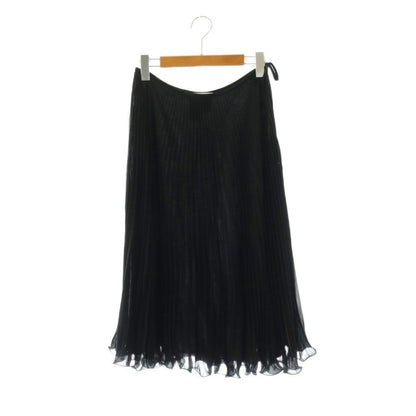 Max Mara White Tag Pleated Skirt Knee Length Chiffon 38 Black SS