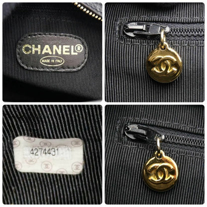 CHANEL CC Vintage Matelasse Turnlock Shoulder Bag Leather Black Chain