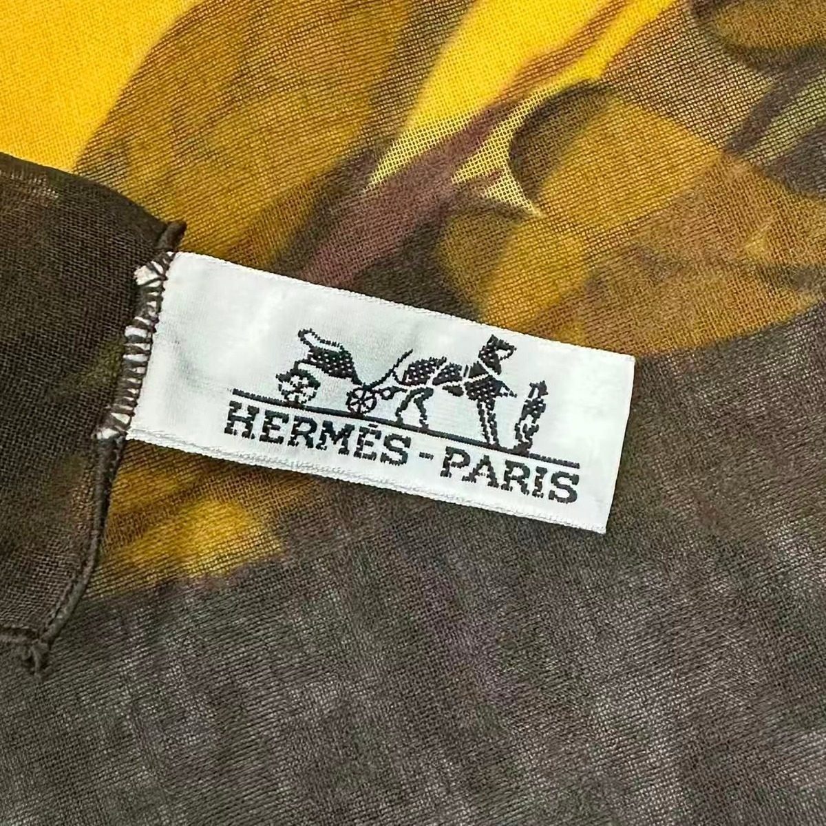 Hermes Scarf Large Tiger Print Yellow Cotton — view 6