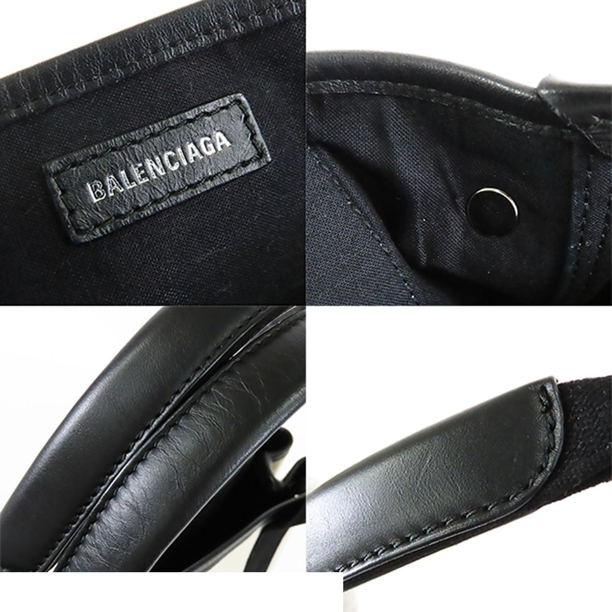 Balenciaga Navy Cabas XS White Black Cotton Canvas 2-Way Tote Shoulder Bag — view 7