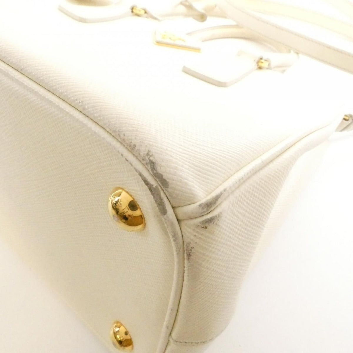 Prada Saffiano Leather Tote Bag Beige Gold — view 3