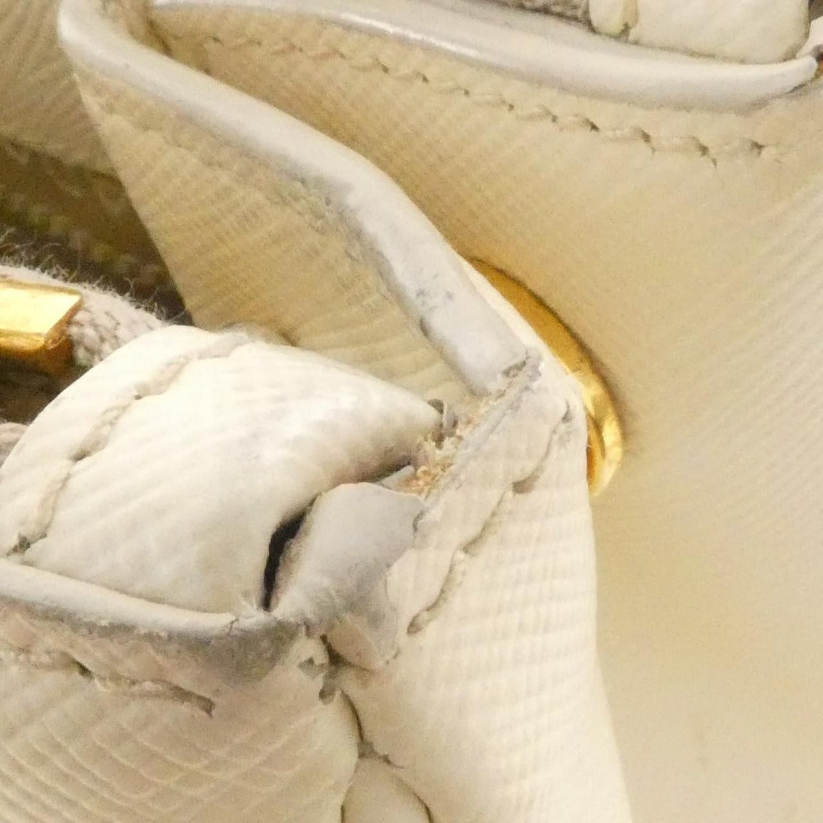 Prada Saffiano Leather Tote Bag Beige Gold — view 6