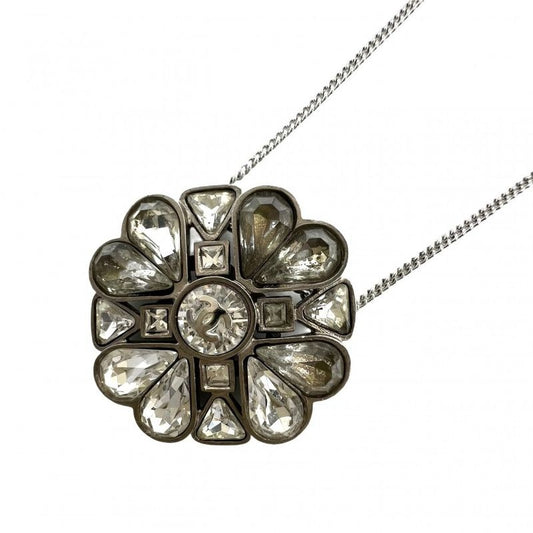 Chanel Necklace Chain Coco Mark Accessories Clover Rhinestone