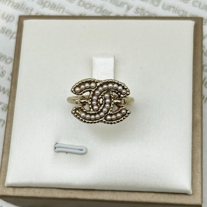 Chanel Light Togo CC Logo Pearl Decorative Ring — view 6
