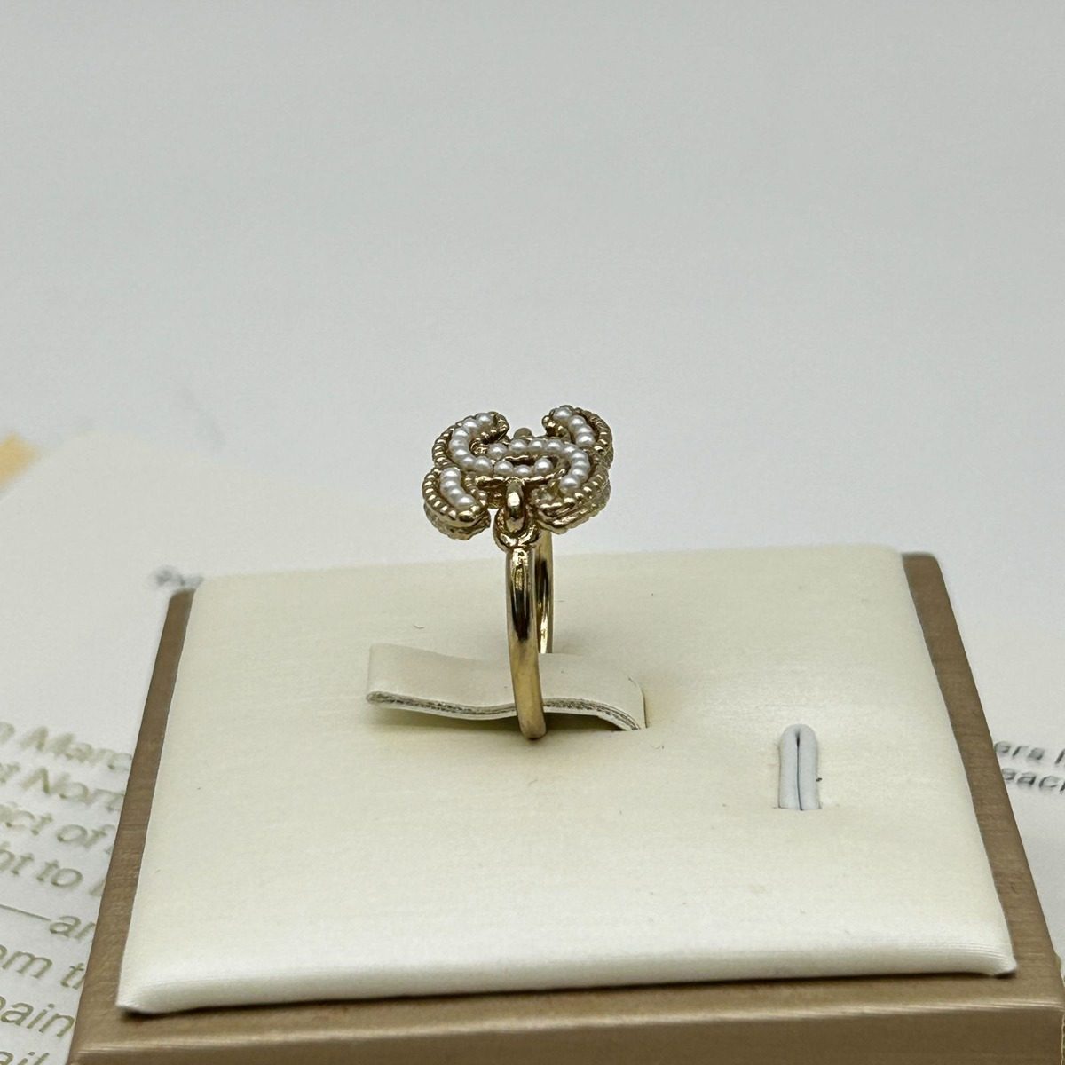 Chanel Light Togo CC Logo Pearl Decorative Ring — view 9
