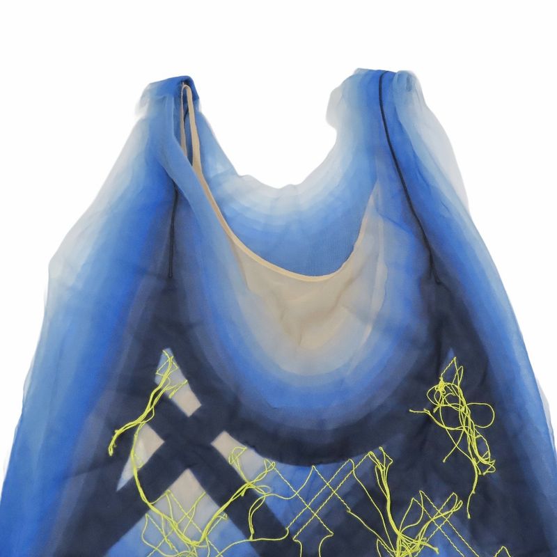 Unused Louis Vuitton Tulle Sleeveless Dress Tunic Short Length Check 36 Blue