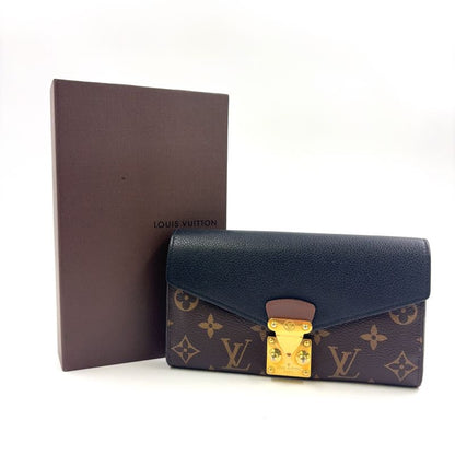 Louis Vuitton Portefeuille Pallas Leather And Canvas Brown Wallet Gold M64092