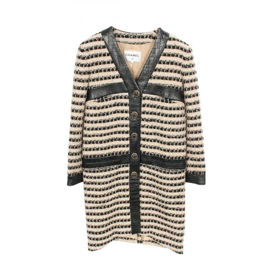 Chanel Gripoix Button Wool Leather Coat