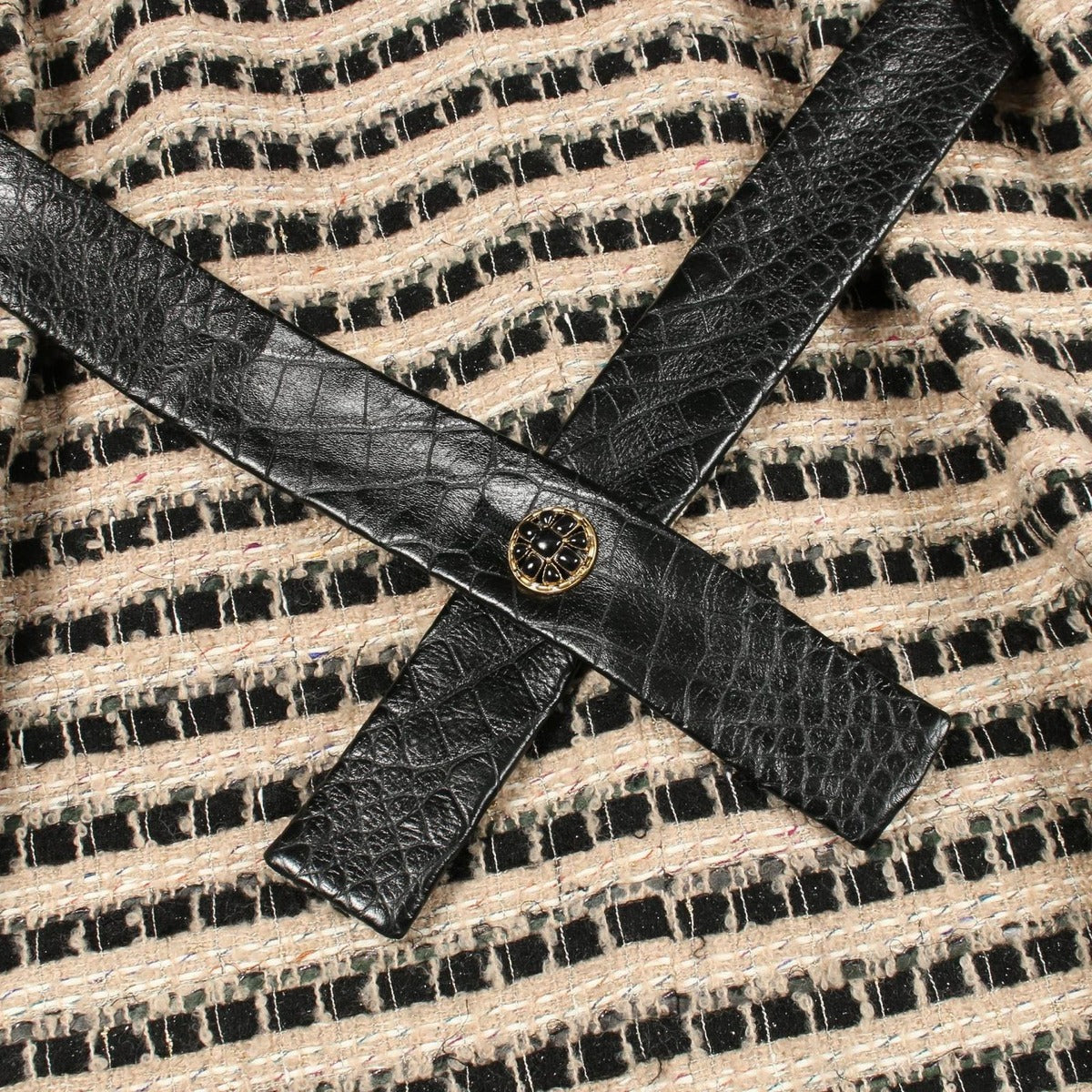 Chanel Gripoix Button Wool Leather Coat — view 13