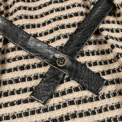 Chanel Gripoix Button Wool Leather Coat — view 13