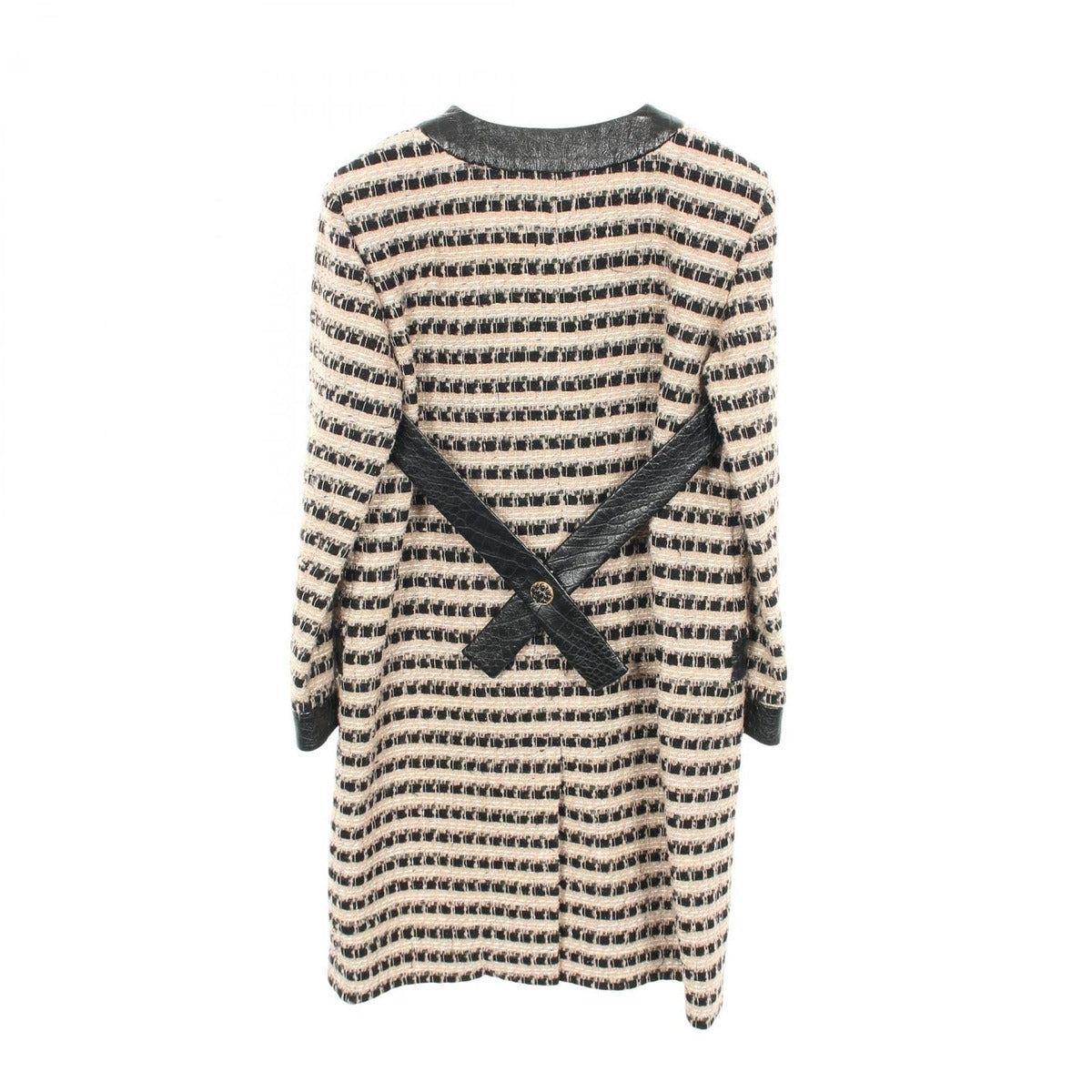Chanel Gripoix Button Wool Leather Coat — view 2