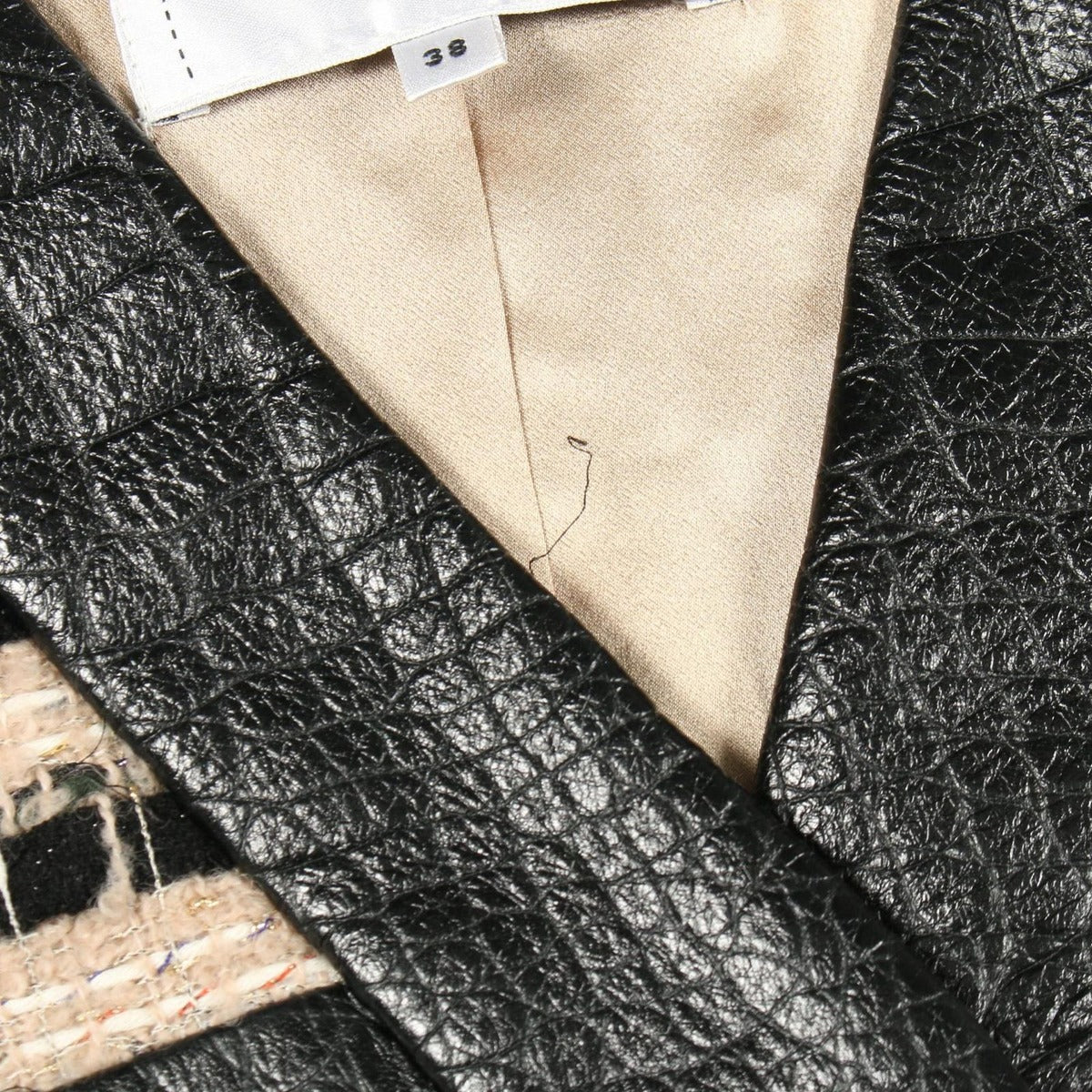 Chanel Gripoix Button Wool Leather Coat — view 6