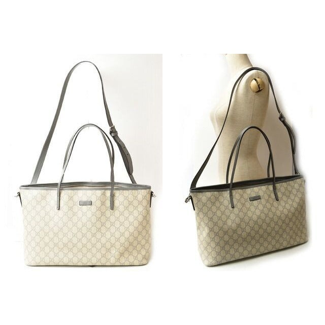 Gucci Tote Bag GG Supreme Canvas Medium Light Grey Beige — view 3