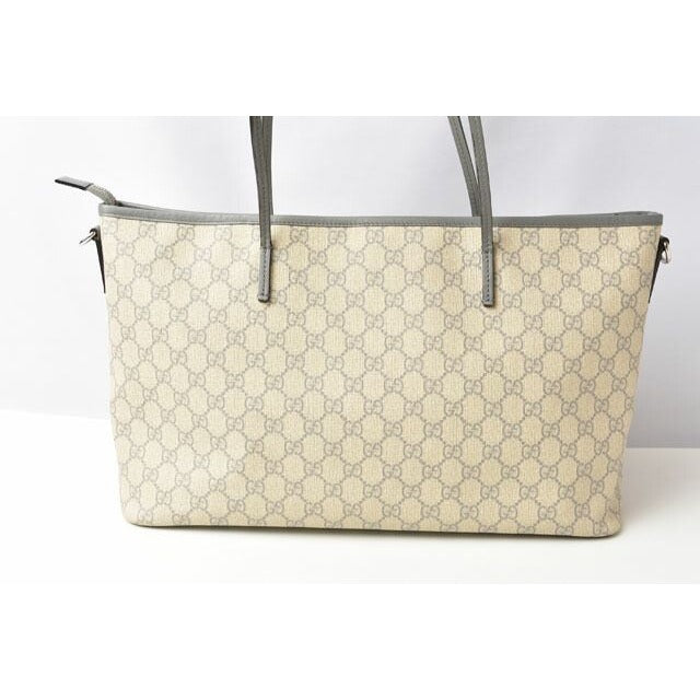 Gucci Tote Bag GG Supreme Canvas Medium Light Grey Beige — view 7