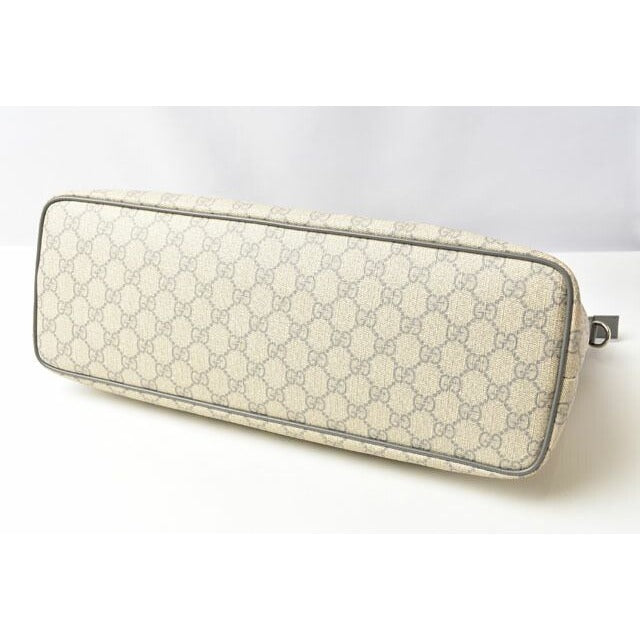 Gucci Tote Bag GG Supreme Canvas Medium Light Grey Beige — view 8