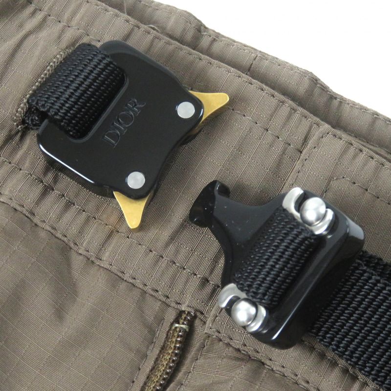 DIOR Christian DIOR Homme 293c179a4717 Buckle Bermuda Logo Patch Shorts Brown 52 Made In