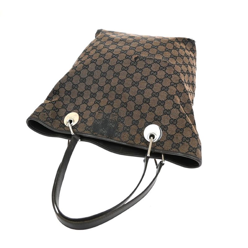 Gucci Tote Bag Canvas Leather Brown 07bs193