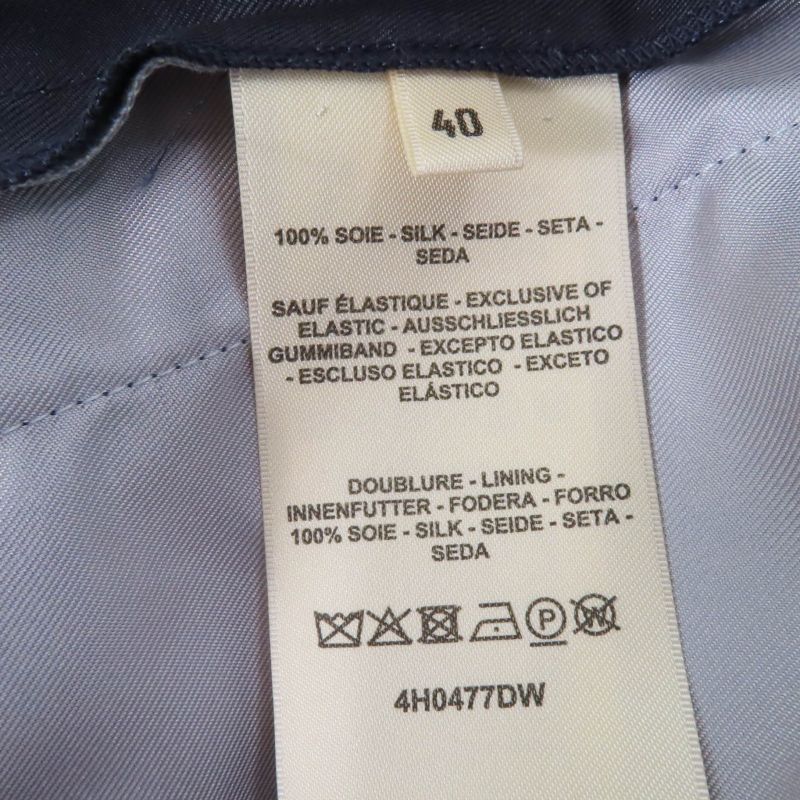 Hermes Kaleidoscope Effect 100% Silk Cropped Pants Navy 40 Made In France