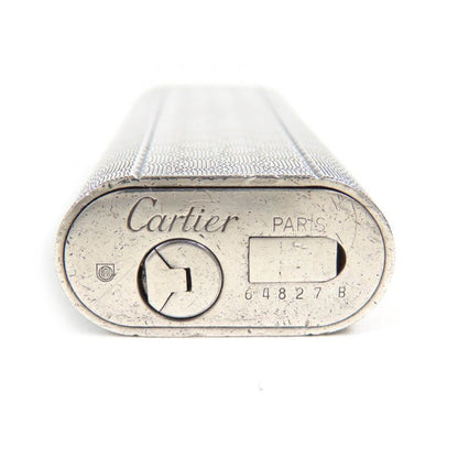 Cartier Checkered Pattern Oval Roller Type Gas Lighter Smoking