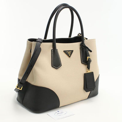 Prada 2WAY Canapa Bn2887 Tote Bag Canvas Saffiano Leather Women