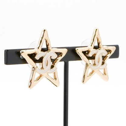 Chanel Earrings Earring Gold White Coco Mark Star
