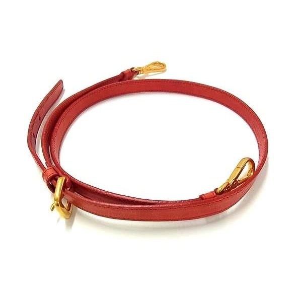 Prada Leather Back Shoulder Strap Belt Crossbody Red Gold — view 2