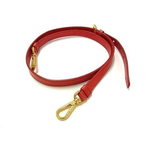 Prada Leather Back Shoulder Strap Belt Crossbody Red Gold