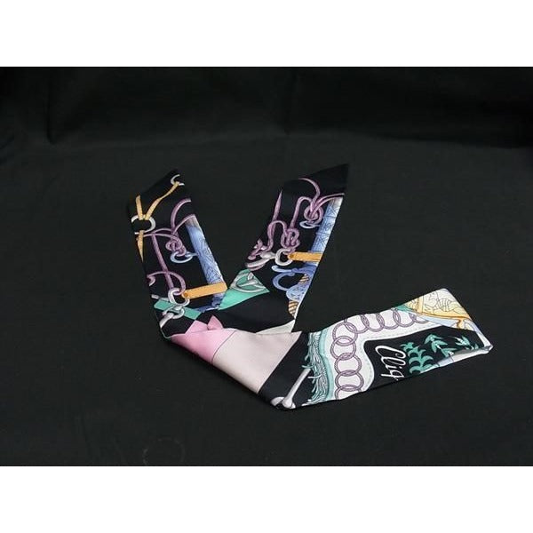 Hermes Ribbon Scarf Twilly Multicolor 100% Silk Cliquetis — view 3